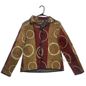 Winding‎ River Reversible Jacket S Boho Art to Wear Folk Embroidered Lagenlook